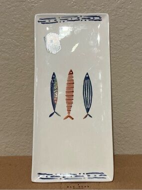 Papart Handpainted in Turkey Ceramic Fish Platter - Blue & Orange